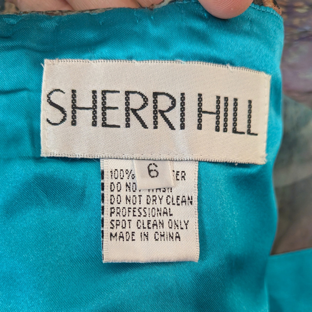 Y2K Sherri Hill Prom Dress Knee Gown 6 Purple Multi Leopard Hoco Fairy Babydoll - Picture 13 of 15